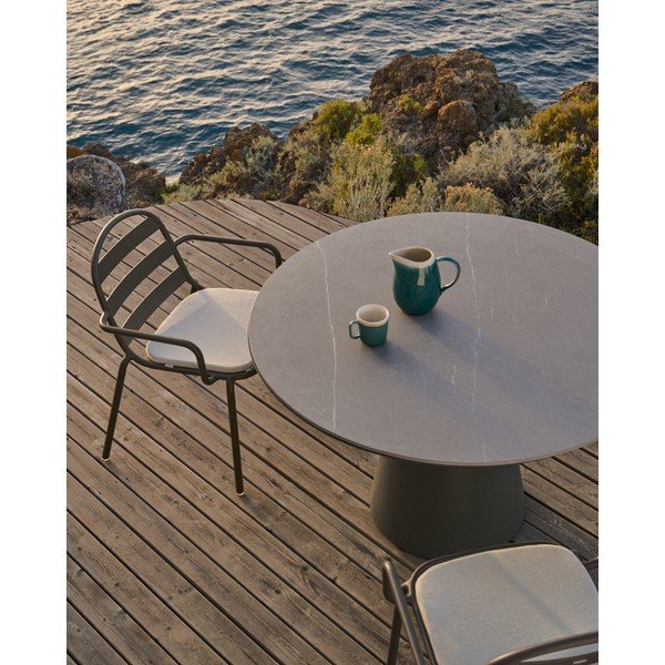 Kulatý zahradní jídelní stůl s keramickou deskou ø 120 cm Tudons – Kave Home-image-1