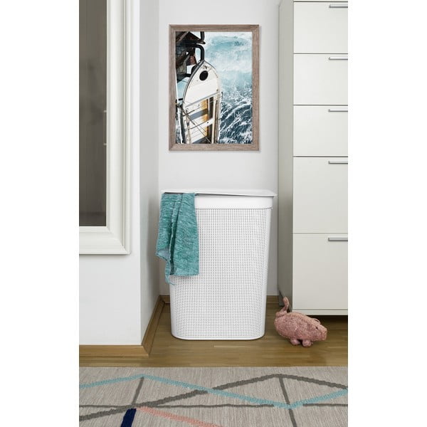 Bílý plastový koš na prádlo 50 l Brisen - Rotho-image-1