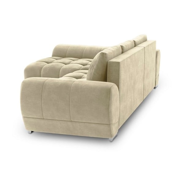 Béžová rozkládací rohová pohovka se sametovým potahem Windsor & Co Sofas Nuage, levý roh-image-3