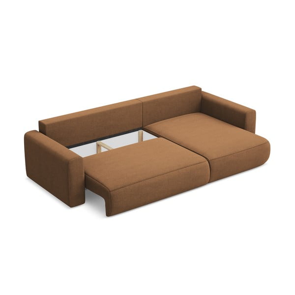 Rozkládací/s úložným prostorem rohová pohovka v terakotové barvě (pravý roh/s lenoškou) Kapua – Makamii-image-3