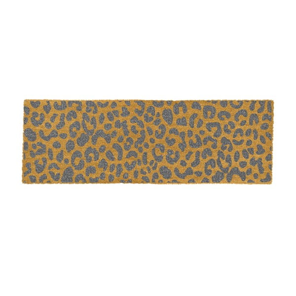 Šedá rohožka z přírodního kokosového vlákna Artsy Doormats Leopard, 120 x 40 cm