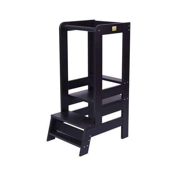 Černá učicí věž z borovicového dřeva Montessori – Meowbaby