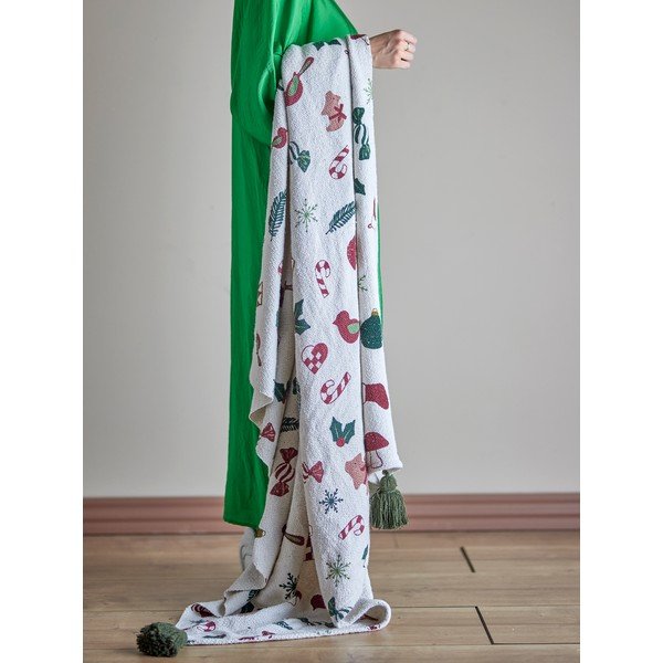 Bílá deka s vánočním motivem 130x160 cm Yule – Bloomingville-image-1