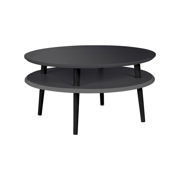 Grafitově šedý konferenční stolek s černými nohami Ragaba UFO, Ø 70 cm