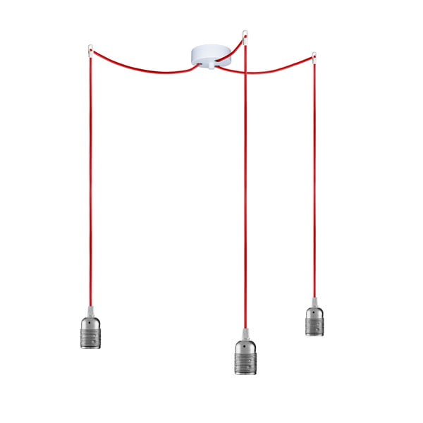 Tři závěsné kabely Uno, stříbrná/červená/bílá