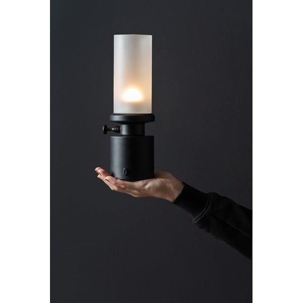 Černá LED stmívatelná stolní lampa s kovovým stínidlem/se skleněným stínidlem (výška 29,5 cm) Camp – Leitmotiv-image-1