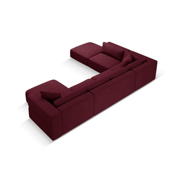 Vínová rohová pohovka do "U", levý roh Esther – Milo Casa-image-3