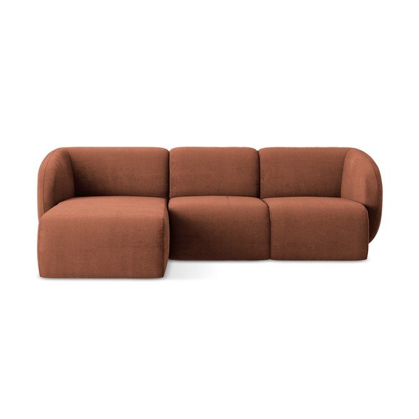 Žinylková rohová pohovka v terakotové barvě (levý roh/s lenoškou) Lani – Makamii