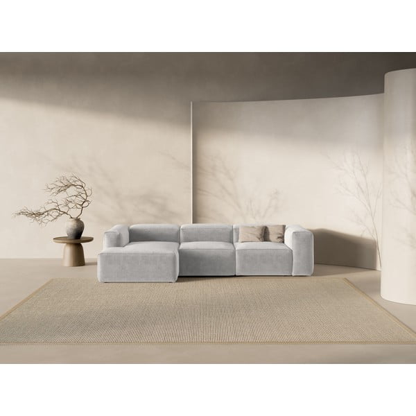 Světle šedá rohová pohovka (levý roh/s lenoškou) Bergamo – Cosmopolitan Design-image-1