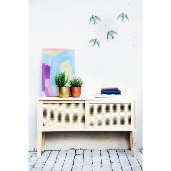 Sada 2 ručně vyrobených světle modrých nástěnných porcelánových dekorací Velvet Atelier Golondrinas-image-1