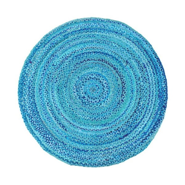 Modrý bavlněný kruhový koberec Garida, ⌀ 120 cm