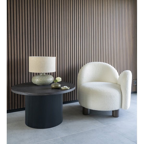 Tmavě hnědý kulatý konferenční stolek v dekoru topolu ø 80 cm Boavista – House Nordic-image-1