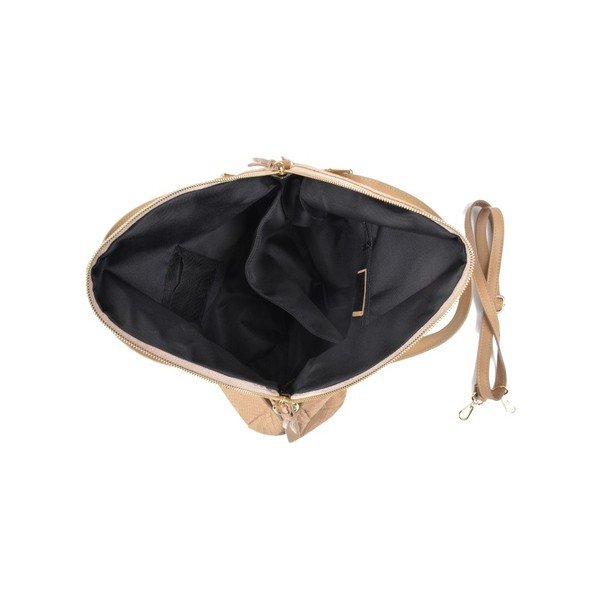 Béžová kožená kabelka Carla Ferreri Hobo-image-4