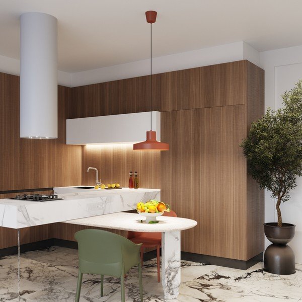 Oranžové závěsné svítidlo s kovovým stínidlem Vito – Sollux-image-2