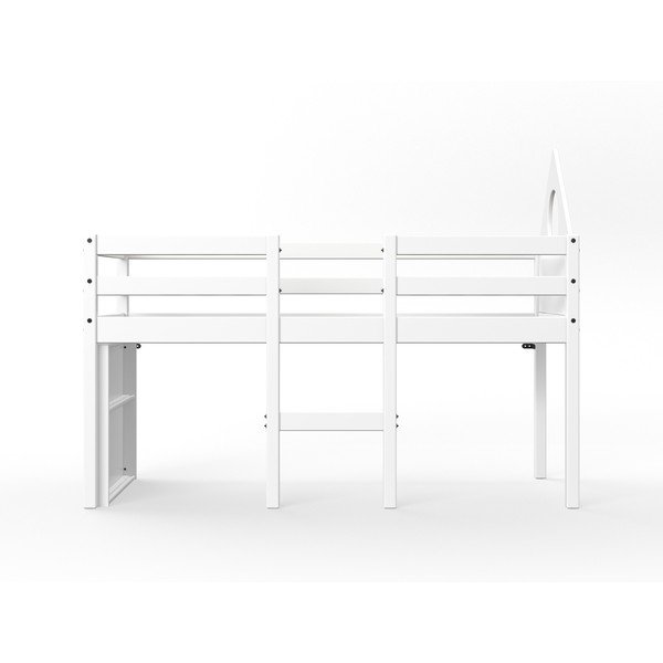 Bílá vyvýšená domečková postel z borovicového dřeva Flexa White, 70 x 160 cm-image-1