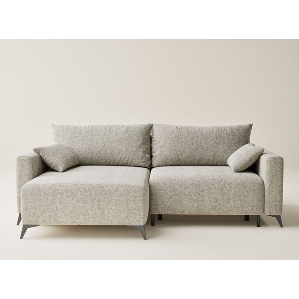 Béžová žinylková rozkládací/s úložným prostorem rohová pohovka (levý roh/s lenoškou) Leon – Maison de Rêve-image-2