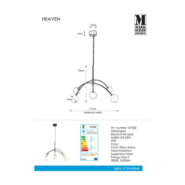 Černé závěsné svítidlo Markslöjd Heaven, ø 117 cm-image-2