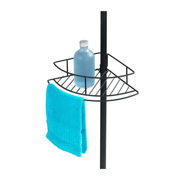 Černá teleskopická rohová police do sprchy Wenko Dolcedo, 23 x 31 cm-image-4