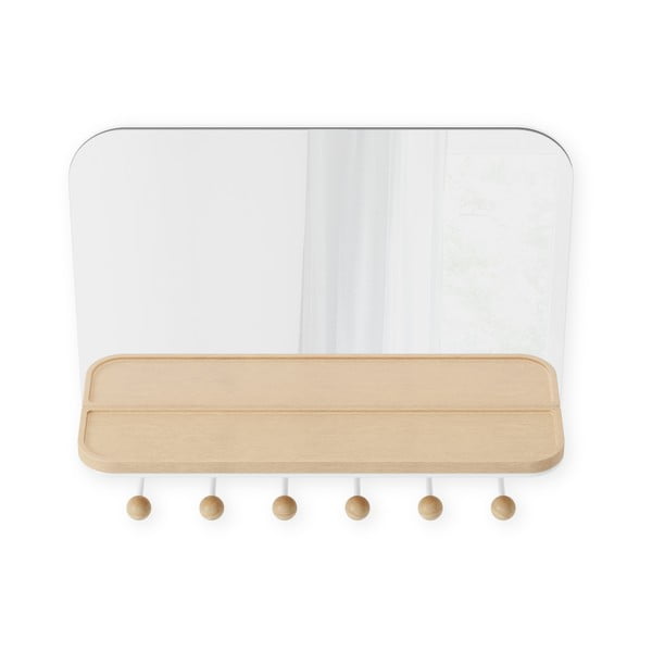 Bílý přírodní nástěnný věšák z bukového dřeva s poličkou Estique – Umbra-image-4