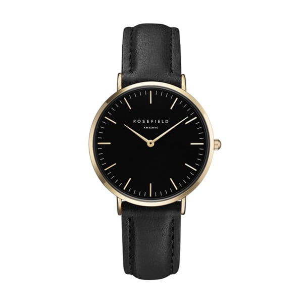 Černo-zlaté dámské hodinky Rosefield The Tribeca