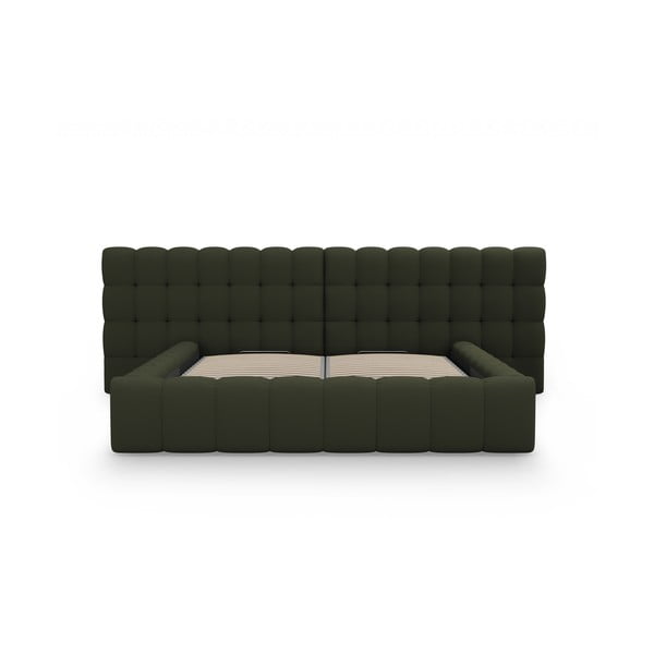 Zelená čalouněná dvoulůžková postel s úložným prostorem a roštem 180x200 cm Mamaia – Micadoni Home-image-4