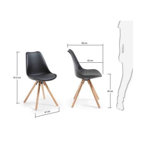 Černá židle s dřevěným podnožím La Forma Lars-image-4
