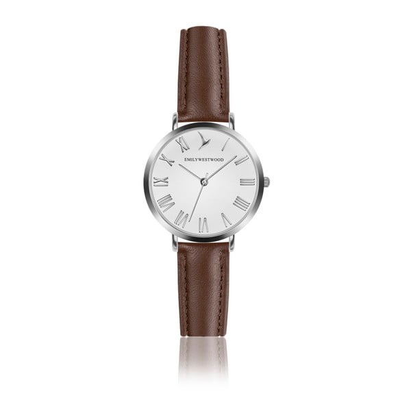 Dámské hodinky s hnědým páskem z pravé kůže Emily Westwood Pastel