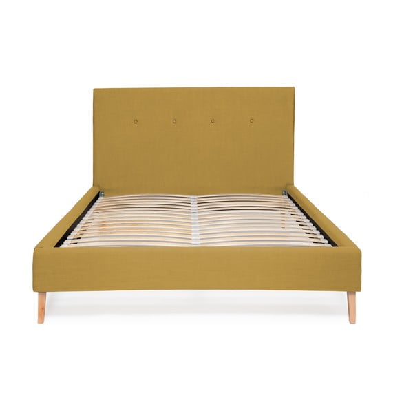 Kukuřičně žlutá postel Vivonita Kent Linen, 200 x 180 cm