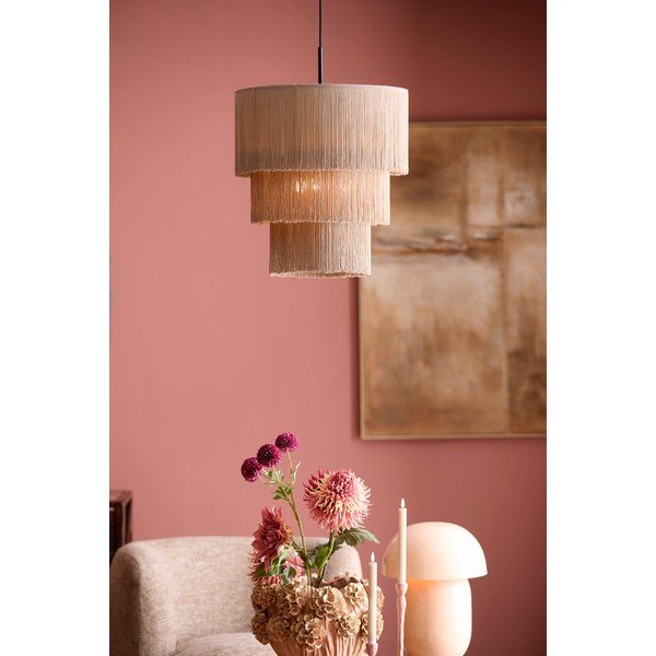 Taupe závěsné svítidlo s textilním stínidlem ø 10 cm Malaika – Light & Living-image-1