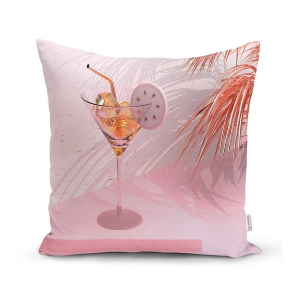 Povlak na polštář Minimalist Cushion Covers Drink With Pink BG, 45 x 45 cm