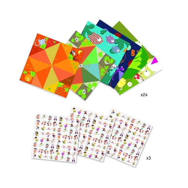 Sada 8 origami papírů se samolepkami Djeco Fortune-image-2