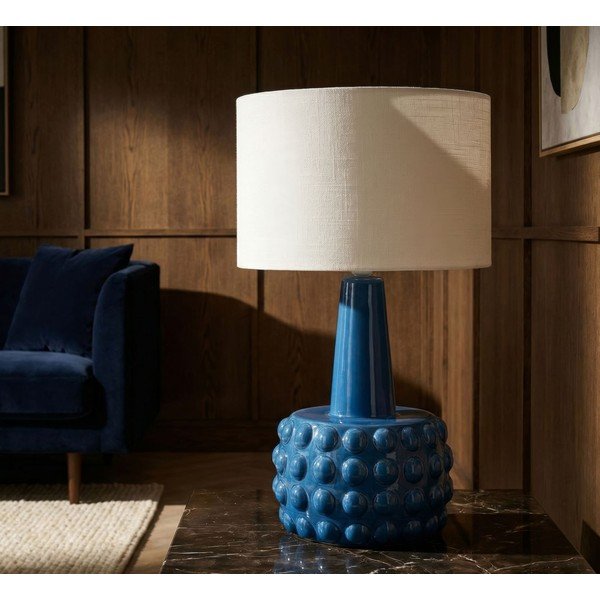 Bílá/modrá keramická stolní lampa s textilním stínidlem (výška 51,5 cm) Gress – Mauro Ferretti-image-1