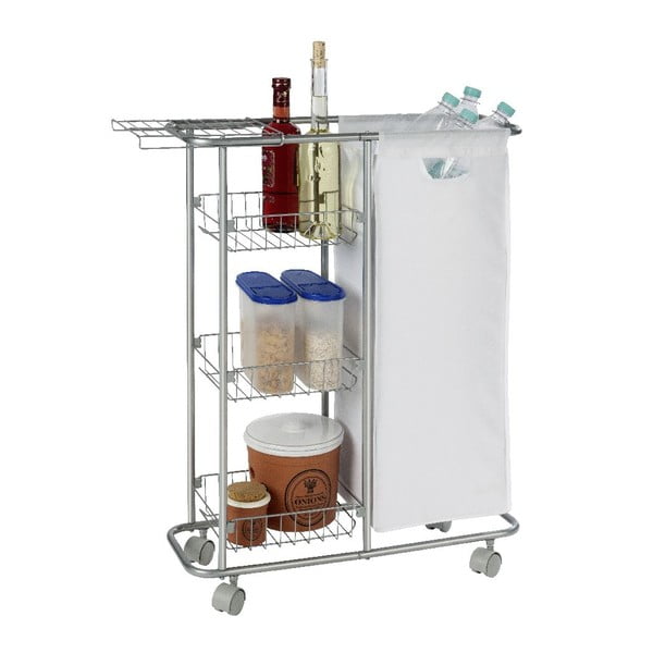 Univerzální pojízdná police s košem Wenko Slim, 28 l-image-1