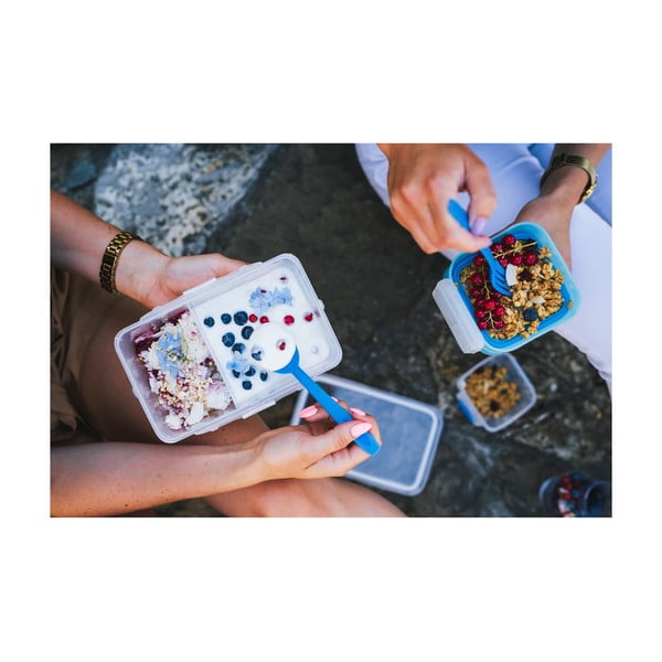 Modrá krabička na svačinu a oběd s příborem, Vialli Design, 650ml+230m-image-4