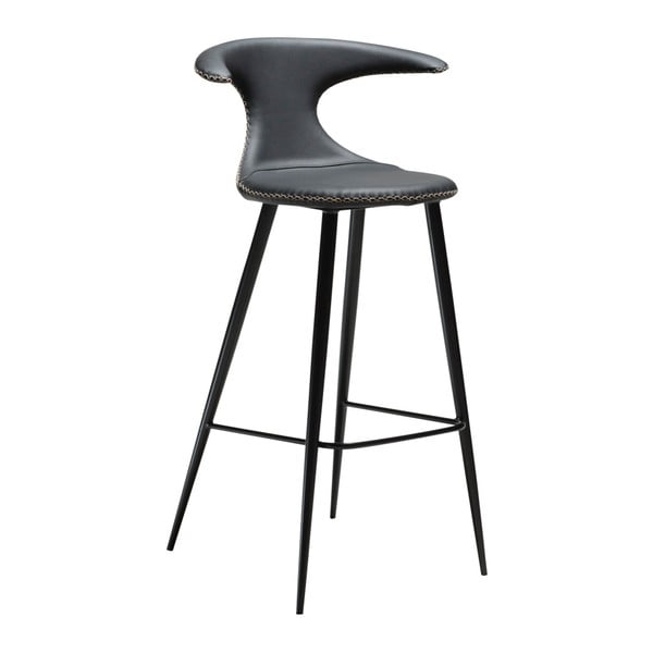 Černá barová židle s koženým sedákem DAN-FORM Denmark Flair