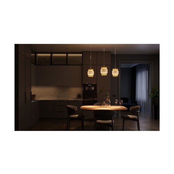 Závěsné svítidlo v přírodní barvě s ratanovo-textilním stínidlem Abra 2 – GTV-image-2