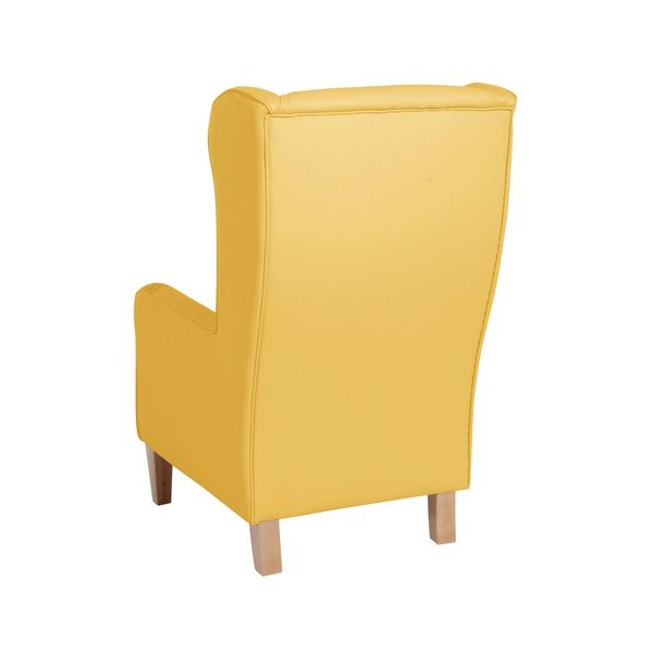 Žluté křeslo ušák z imitace kůže Max Winzer Bruno-image-3