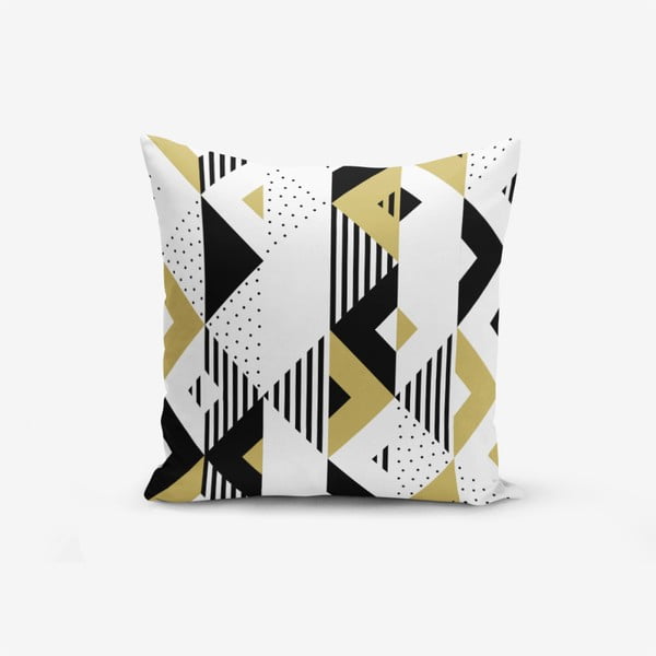 Povlak na polštář s příměsí bavlny Minimalist Cushion Covers Mustard Color Geometric Sekiller, 45 x 45 cm