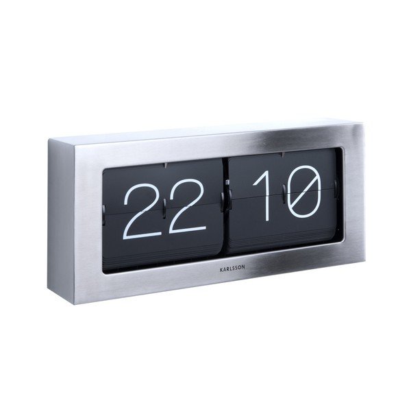 Stříbrné překlápěcí hodiny Karlsson Flip, 37 x 17,5 cm-image-1