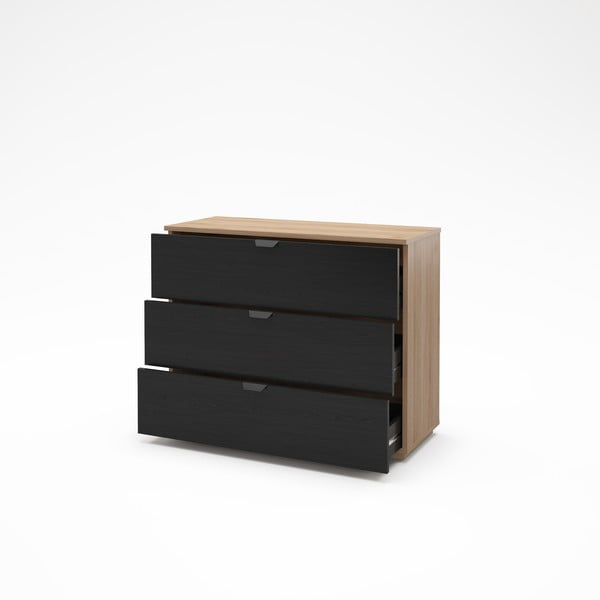 Komoda v dekoru dubu v černo-přírodní barvě 100x80x40 cm Dennis – Marckeric-image-2