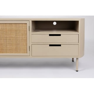 Krémový ratanový TV stolek 150x55 cm Amaya – White Label