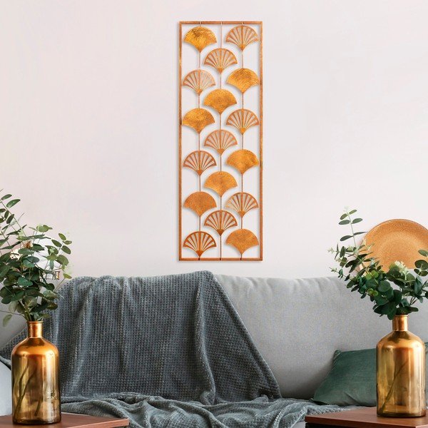 Kovová nástěnná dekorace 32x90 cm Gingko – Wallity-image-1