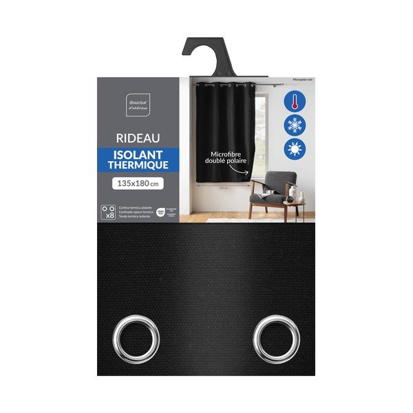 Černý termo/dimout závěs z mikrovlákna 135x180 cm Micropolar – douceur d'intérieur-image-3