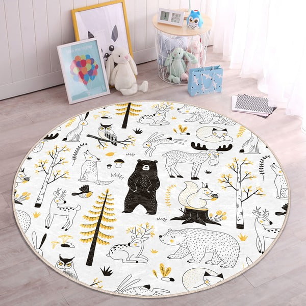 Žluto-bílý dětský koberec ø 100 cm Comfort – Mila Home-image-4