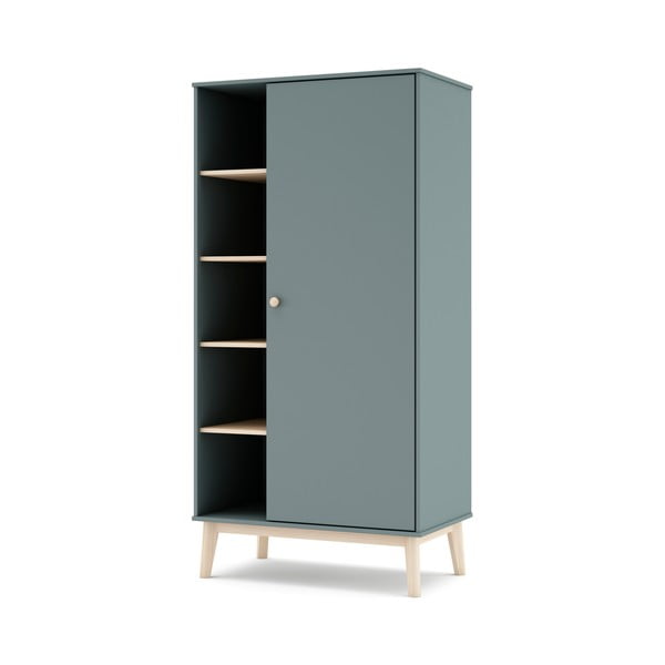 Dětská šatní skříň šedozelená 90x180x52 cm Esteban – Marckeric-image-4