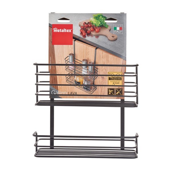 Černá kovová závěsná kuchyňská police Metaltex Galileo Lava Double-image-3