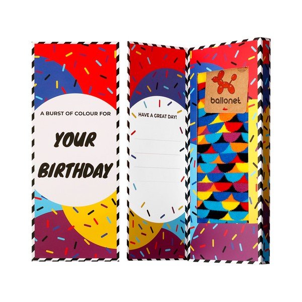 Ponožky v dárkovém balení Ballonet Socks Happy Birthday Socks Card with Sunset, velikost 41 - 46-image-1