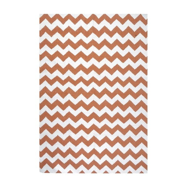 Vlněný koberec Geometry Zic Zac Orange & White, 160x230 cm