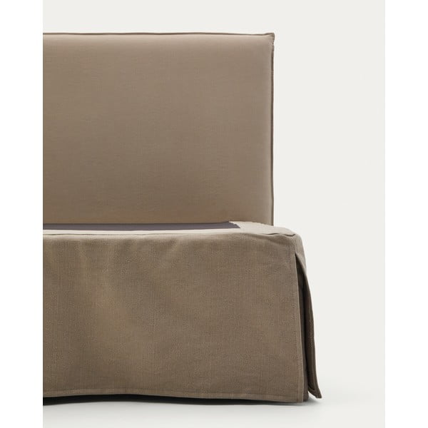 Taupe čalouněná jednolůžková postel 90x200 cm Jaira – Kave Home-image-4