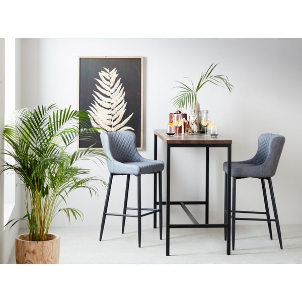 Šedá barová židle z imitace kůže (výška sedáku 77 cm) Ottowa – Unique Furniture-image-1